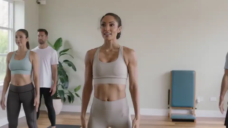 Pilates instructor leading a small group